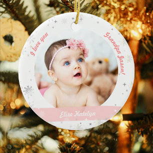 Moderne 2 Fotos Baby Girl First Christmas Opa Keramik Ornament