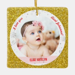 Moderne 2 Fotos Baby Mädchen Erstes Weihnachten Ta Keramikornament