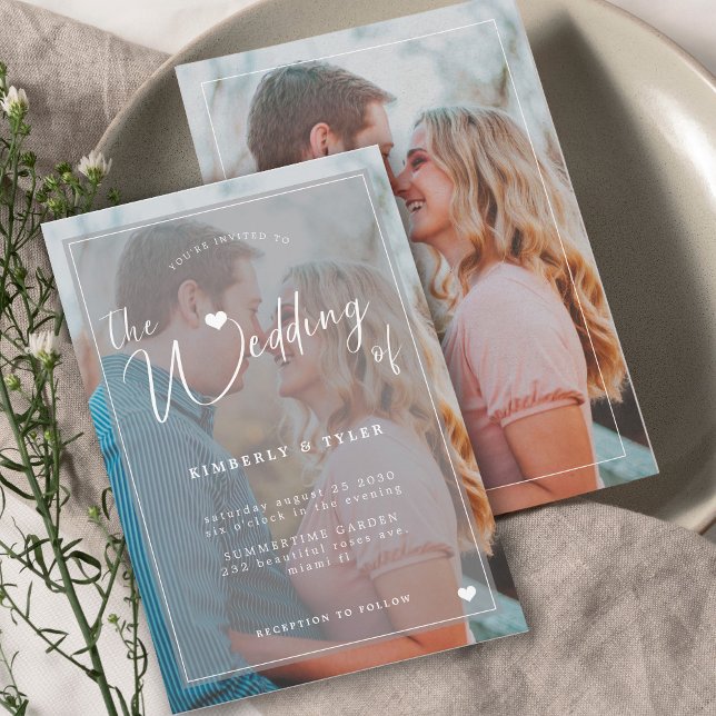 Moderne 2-Fotos mit weißem Overlay Einladung (Von Creator hochgeladen)