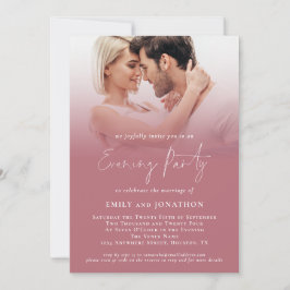 Moderne 2 Fotos Script Rose Gold Wedding Abend Einladung