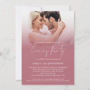 Moderne 2 Fotos Script Rose Gold Wedding Abend Einladung