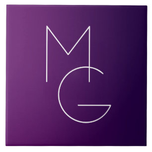 Moderne 2 Initialen   Deep Lila Subtle Ombre Fliese