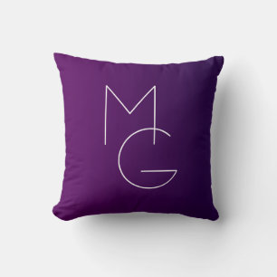 Moderne 2 Initialen   Deep Lila Subtle Ombre Kissen