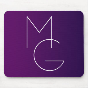 Moderne 2 Initialen Tief violetter subtiler Ombr Mousepad