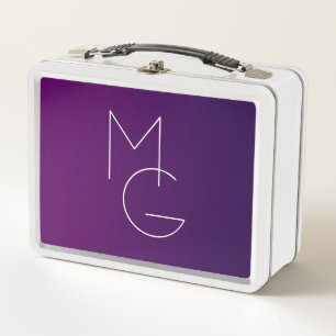 Moderne 2 Initialen Tiefes Lila Subtiles Ombre Metall Brotdose