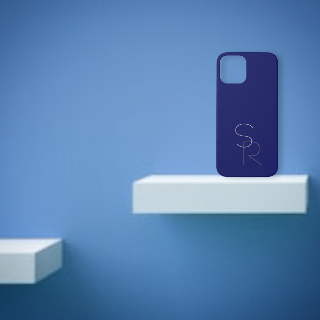 Moderne 2 überlappende Initialen | Grautöne auf Na Case-Mate iPhone Hülle (Von Creator hochgeladen)