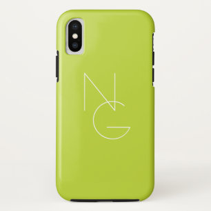 Moderne 2 überlappende Initialen Limettengrün Case-Mate iPhone Hülle