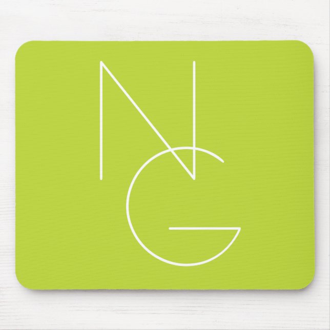Moderne 2 überlappende Initialen | Limettengrün Mousepad (Vorne)