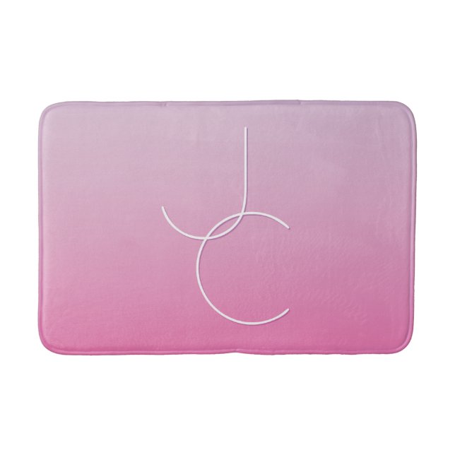 Moderne 2 überlappende Initialen | Rosa Ombre Badematte (Vorderseite)