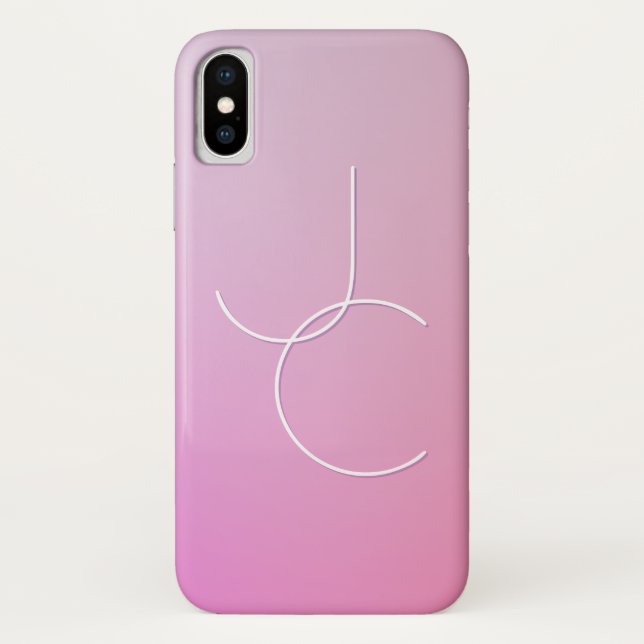Moderne 2 überlappende Initialen | Rosa Ombre Case-Mate iPhone Hülle (Rückseite)