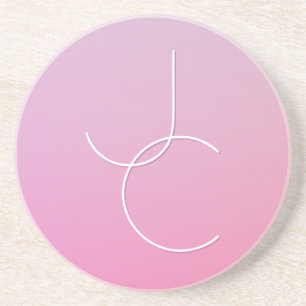 Moderne 2 überlappende Initialen Rosa Ombre Getränkeuntersetzer