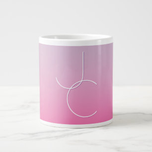 Moderne 2 überlappende Initialen Rosa Ombre Jumbo-Tasse