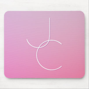 Moderne 2 überlappende Initialen Rosa Ombre Mousepad