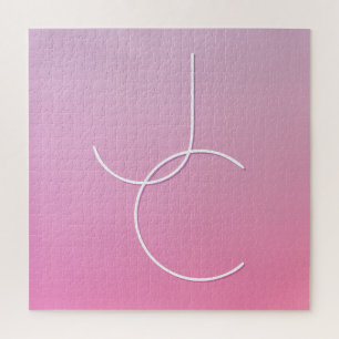 Moderne 2 überlappende Initialen Rosa Ombre Puzzle