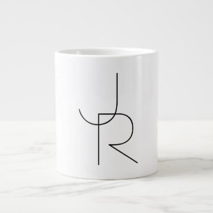 Moderne 2 überlappende Initialen Schwarz auf Wei Jumbo-Tasse