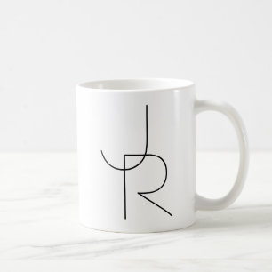 Moderne 2 überlappende Initialen Schwarz auf Wei Kaffeetasse