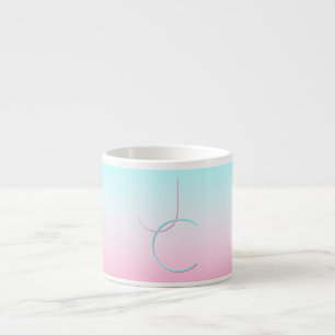 Moderne 2 überlappende Initialen Türkis Pink Espressotasse