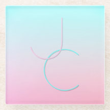 Moderne 2 überlappende Initialen | Türkis Pink
