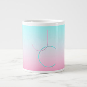 Moderne 2 überlappende Initialen Türkis Pink Jumbo-Tasse