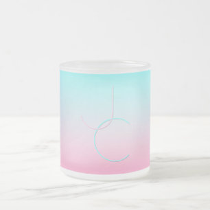 Moderne 2 überlappende Initialen Türkis Pink Mattglastasse
