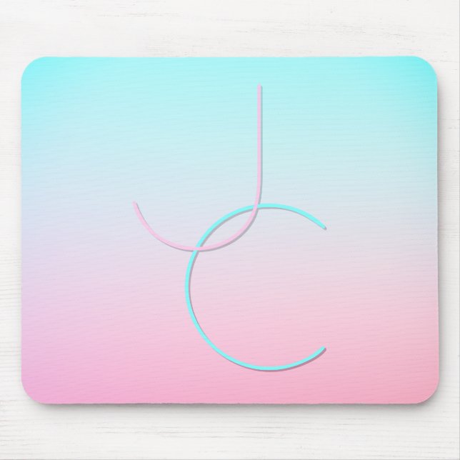 Moderne 2 überlappende Initialen | Türkis Pink Mousepad (Vorne)