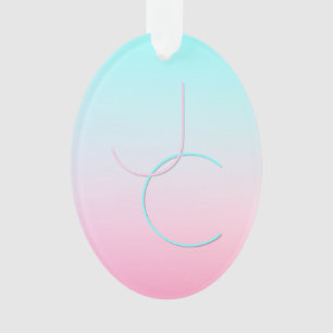Moderne 2 überlappende Initialen Türkis Pink Ornament
