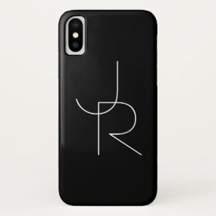 Moderne 2 überlappende Initialen Weiß auf Schwar Case-Mate iPhone Hülle