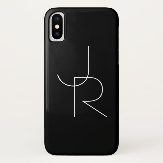 Moderne 2 überlappende Initialen | Weiß auf Schwar Case-Mate iPhone Hülle (Rückseite)