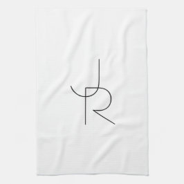 Moderne 2 Überschneidungen | Schwarz auf Weiß Geschirrtuch