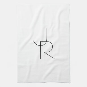 Moderne 2 Überschneidungen   Schwarz auf Weiß Geschirrtuch