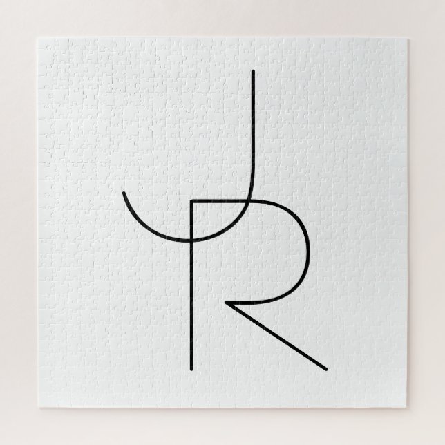 Moderne 2 Überschneidungen | Schwarz auf Weiß Puzzle (Vertikal)