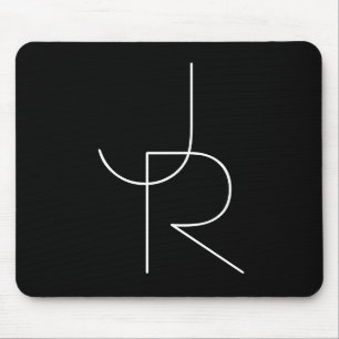 Moderne 2 Überschneidungen   Weiß auf Schwarz Mousepad