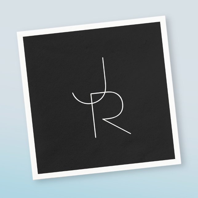 Moderne 2 Überschneidungen | Weiß auf Schwarz Serviette (Von Creator hochgeladen)