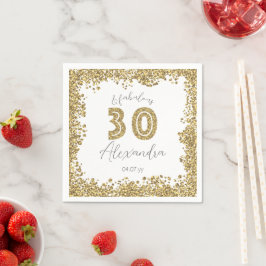 Moderne "30 and Fabulous" Gold Gitter Personalisie Serviette