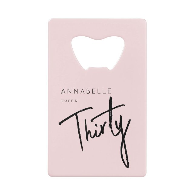 Moderne 30. Dreißigste Geburtstagsparty Geldbeutel Flaschenöffner (Vorderseite)