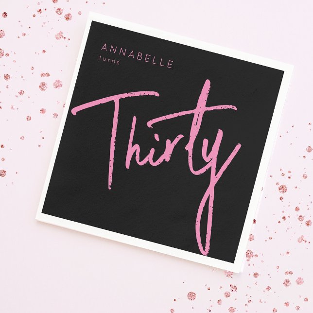 Moderne 30. Dreißigste Geburtstagsparty Napkin Serviette (Von Creator hochgeladen)