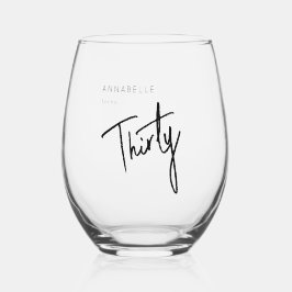 Moderne 30. Dreißigste Geburtstagsparty Weinglas Ohne Stiel