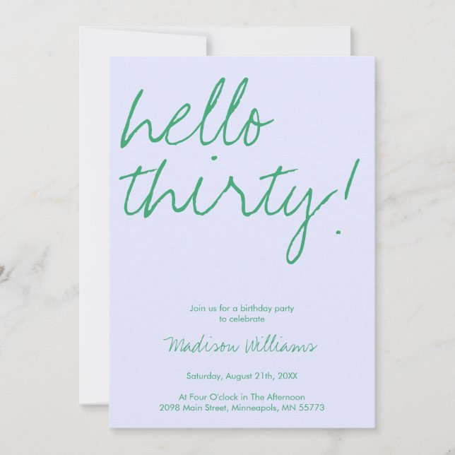 Moderne 30. Geburtstagsfeier Einladung (Vorderseite)