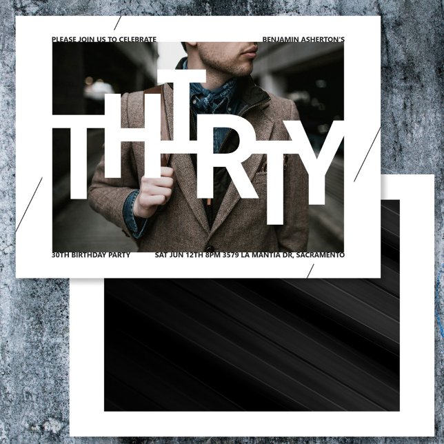 Moderne 30. Geburtstagsfeier Foto Einladung (Von Creator hochgeladen)
