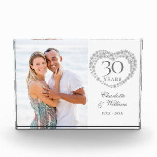 Moderne 30. Hochzeitsjubiläum Perlen-Herz Fotoblock