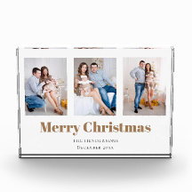 Moderne 3 Familienfoto Collage Frohe Weihnachten