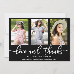 Moderne 3-Foto-Abschluss-Liebe und Danke Ankündigung