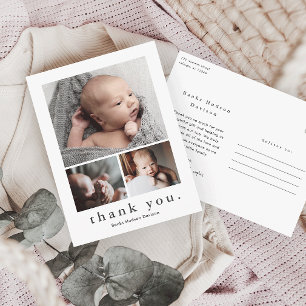 Moderne 3-Foto-Collage-Baby-Dankeschön Postkarte
