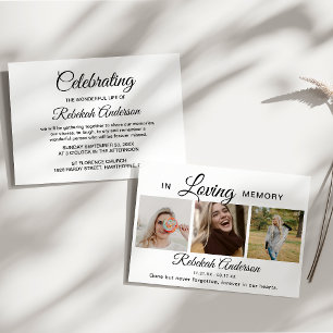 Moderne 3 Foto Collage Beerdigung Ankündigung