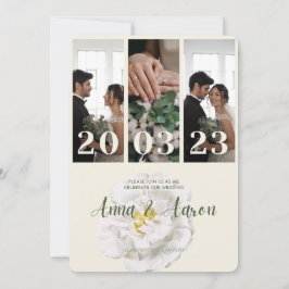 Moderne 3-Foto-Collage Elegante Hochzeitseinladung Einladung