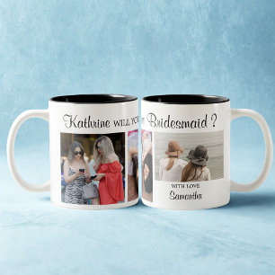Moderne 3 Foto elegante Brautjungfrau Geschenk Zweifarbige Tasse