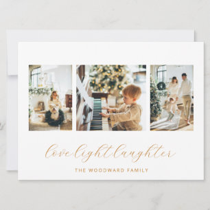 Moderne 3-Foto-Familie Feiertagskarte