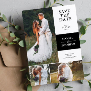 Moderne 3-Foto-Galerie-Hochzeit rettet das Datum Save The Date