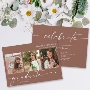 Moderne 3-Foto-Graduierungspartei braun Ankündigung
