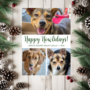 Moderne 3 Foto Happy Howlidays Feiertagskarte